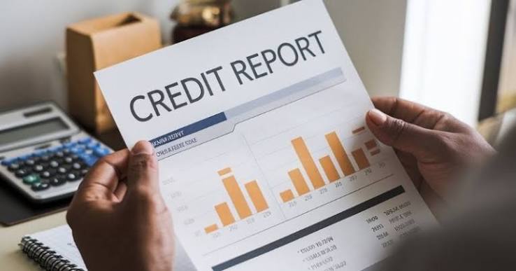 Person reviewing a printed credit report with charts